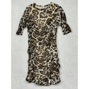Venus Women's Brown Print Formal Long Sleeve Dress Size M #68378